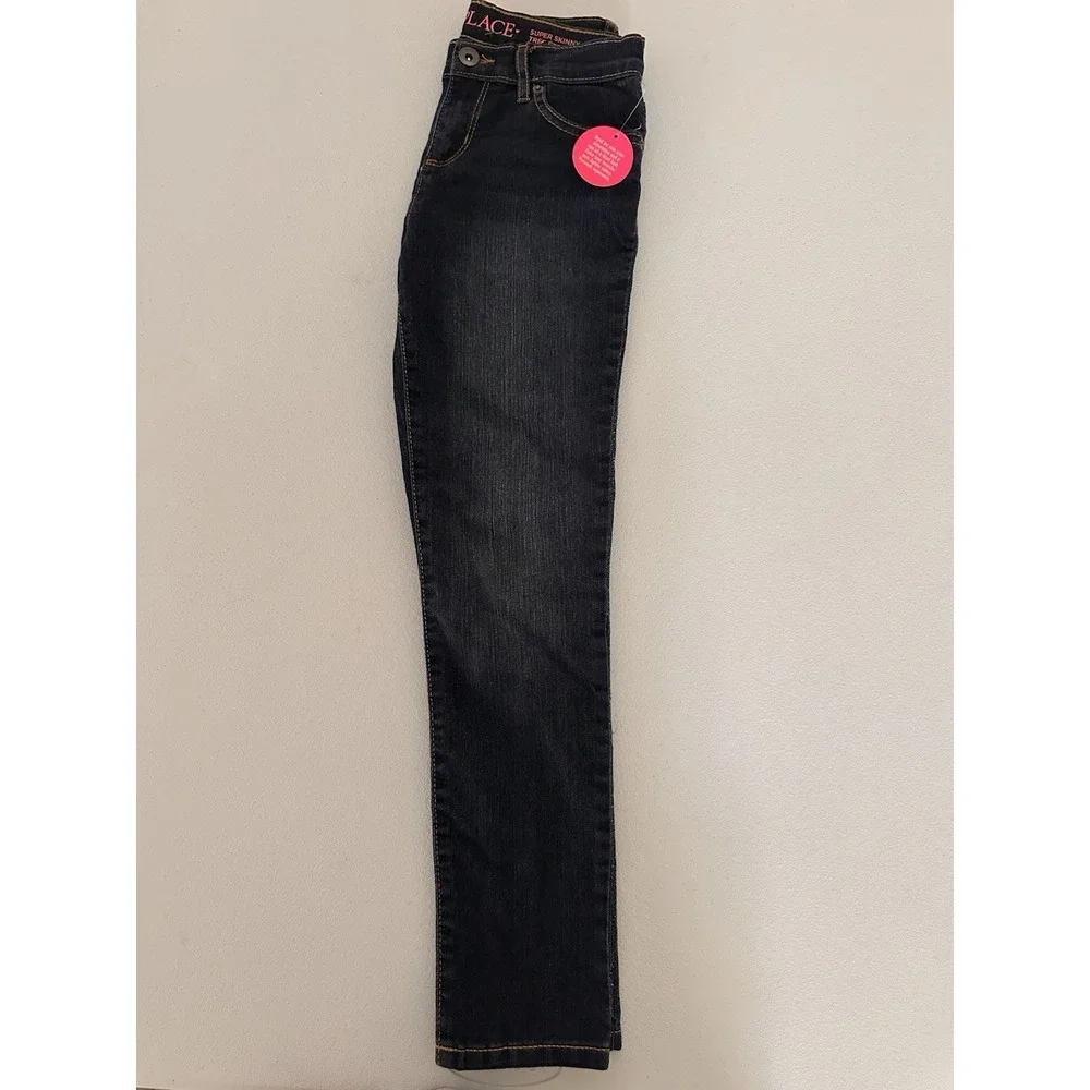Children's Place Girls Blue Denim Skinny Jeans Size 8 Dark Wash Solid